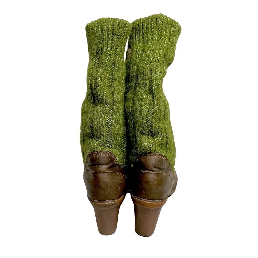 EL NATURALISTA Wool Slouchy Sock Winter Leather Boots Heel Brown Green 40 - Picture 10 of 14